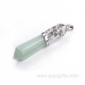 Natural Crystal Green Aventurine Stones Silver Plated Necklaces Pendants with Leather Cord